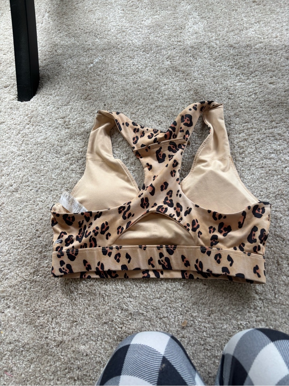 Fabletics Tan Leopard Print Racerback Sports Bra